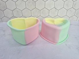 Mini tortera silicona tricolor corazon bordes ondulados